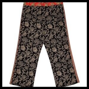 Susan Graver XLP Black Floral Print Wide Leg Lounge Pants Womens Plus Size